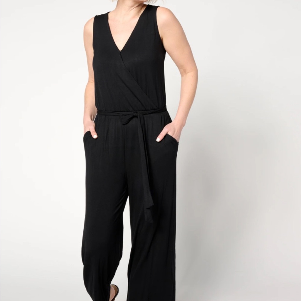 Susan Graver Elegant Black Sleeveless Jumpsuit, NWT